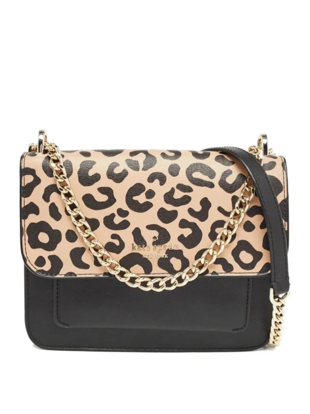 Kate Spade Remi Flap Leopard Print Black Crossbody Bag